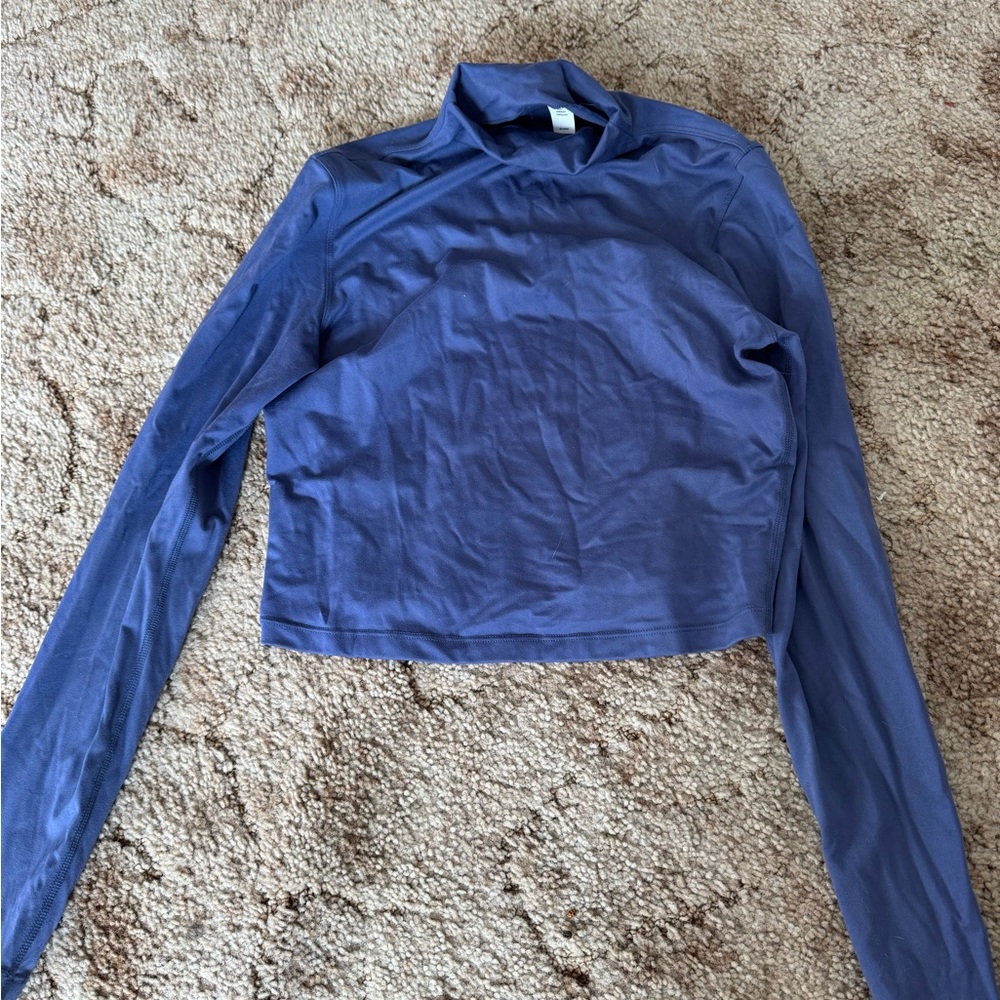 Yogalicious Mock Neck Top in Slate Blue